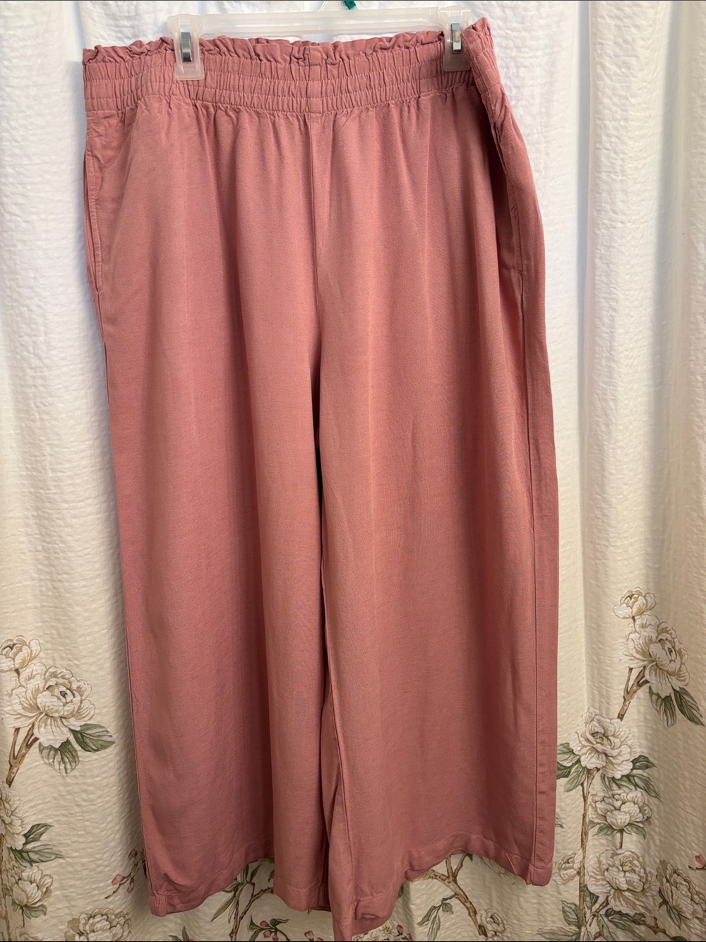 dip Rose Pink Elastic Waist Wide-Leg Pants